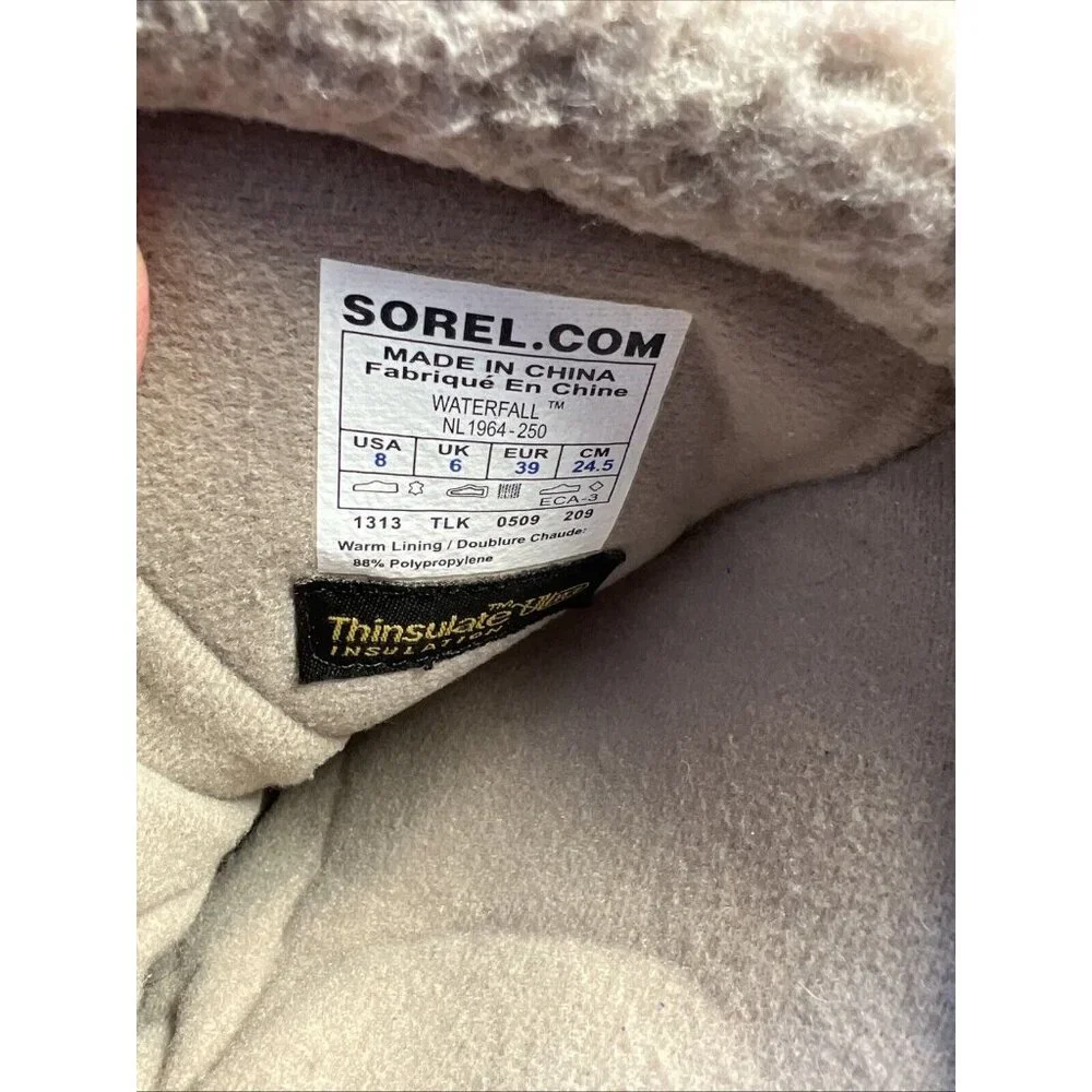 Sorel Waterfall Suede Leather Boots Women 8 NL1964-250‎ Tan Insulated Waterproof